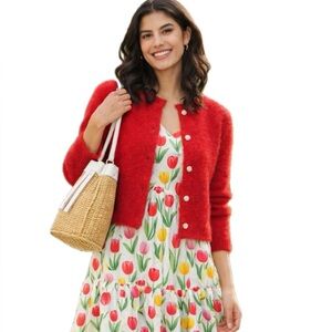 Primark, Red Button-Up Cardigan, Size L